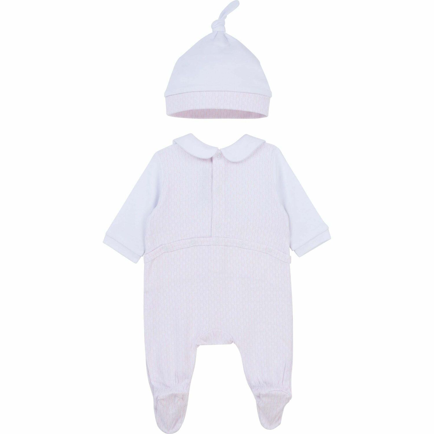 Girls White & Pink Logo Babygrow & Hat Set, 1, hi-res