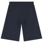 Boys Navy Blue Logo Shorts, 1, hi-res