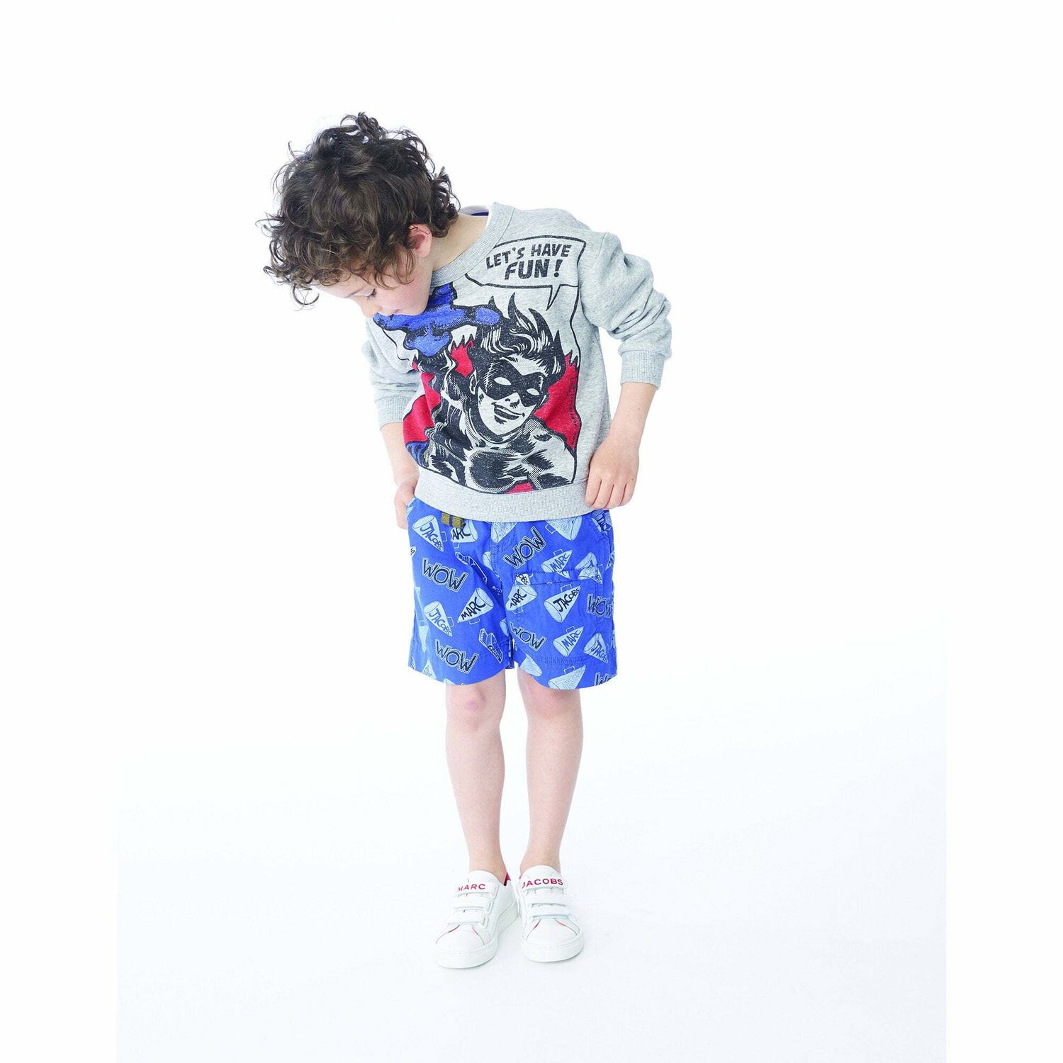 Boys Blue Logo Bermuda Shorts, 1, hi-res