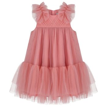 Girls Pink Ruffled Tulle Dress