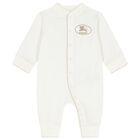 Ivory Embroidered Knight Logo Romper, 1, hi-res