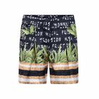 Girls Black Tropical Shorts, 1, hi-res