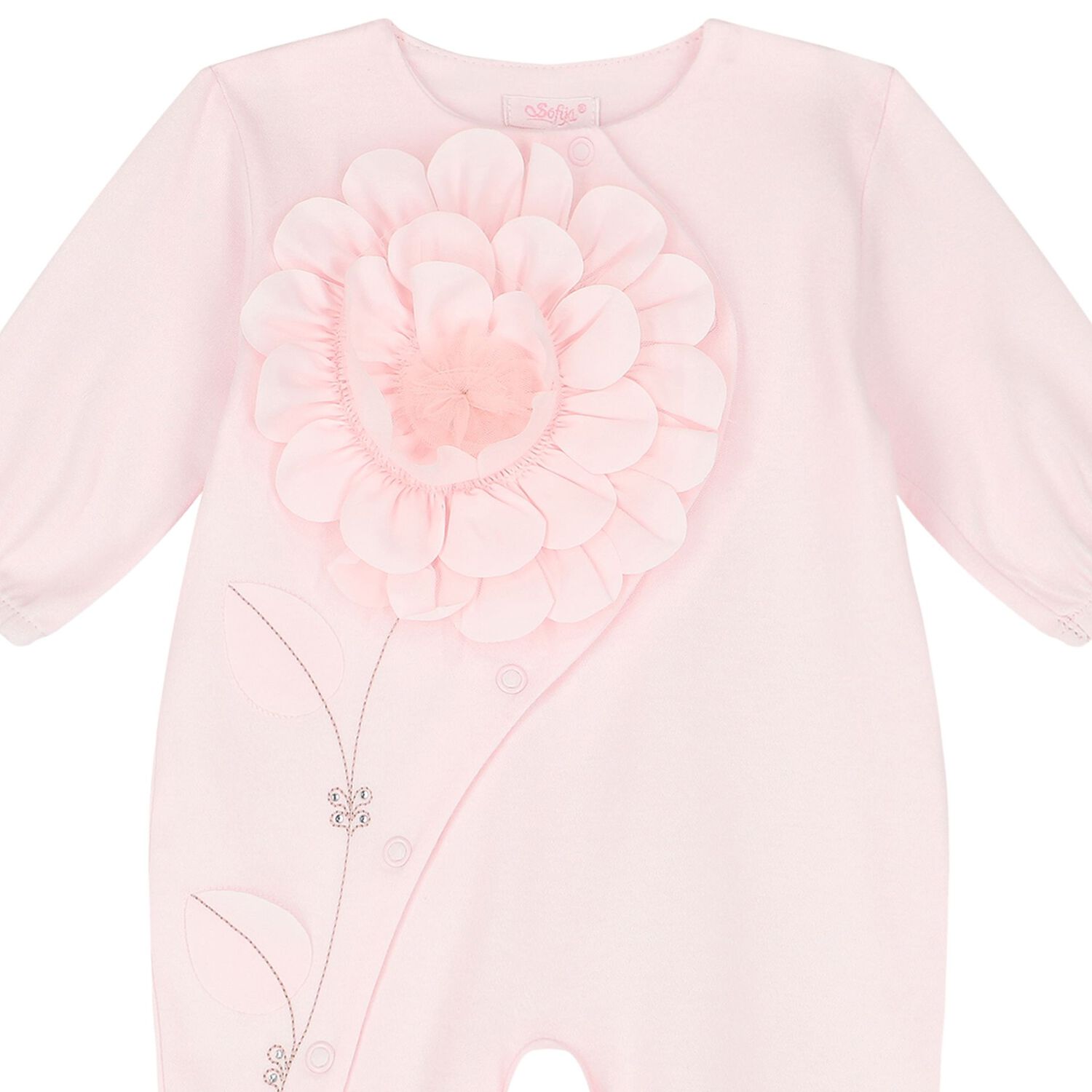 Baby Girls Pink Flower Babygrow, 1, hi-res image number null
