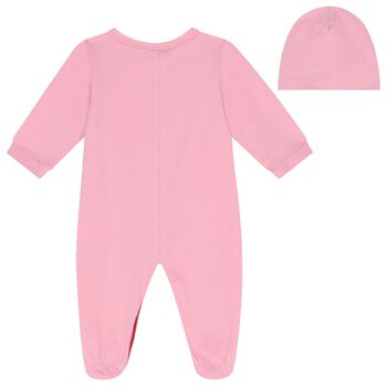 Baby Girls Pink Logo Babygrow Gift Set