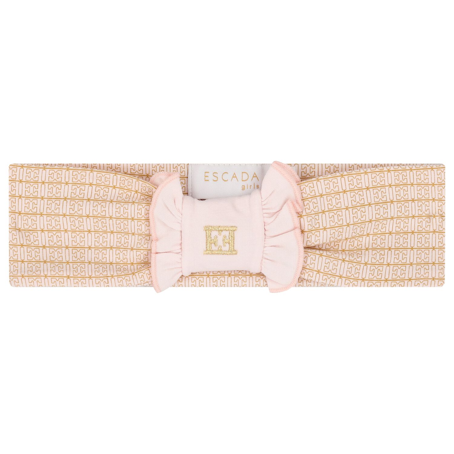 Baby Girls Pink & Gold Logo Headband, 2, hi-res