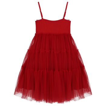 Girls Red Bow Tulle Dress