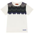Boys Ivory Zig Zag Logo T-Shirt        , 1, hi-res