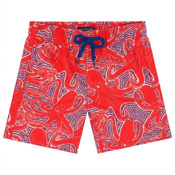 Boys Red Octopus Swim Shorts