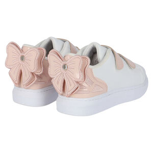 Girls White & Pink Bow Trainers