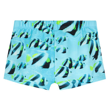 Younger Boys Blue Fish Swim Shorts