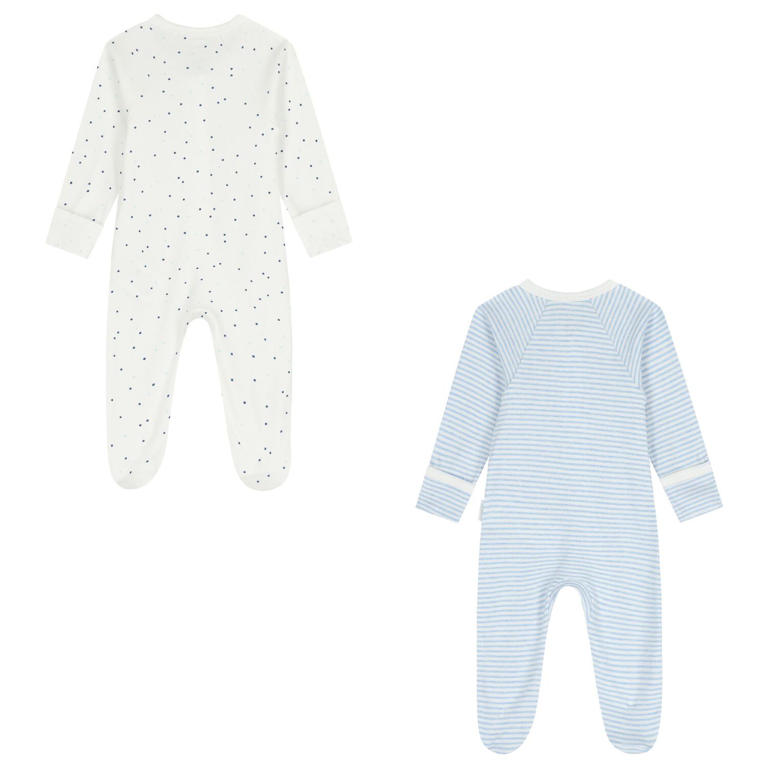 Baby Boys White & Blue Babygrows ( 2 Pack ), 3, hi-res image number null