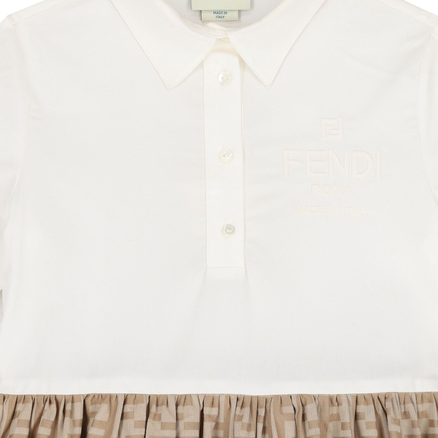 Girls Ivory & Beige FF Logo Dress, 1, hi-res