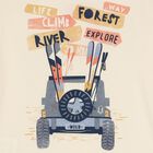 توب بطبعة سيارة بأكمام طويلة للأولاد باللون البيج, 1, hi-res