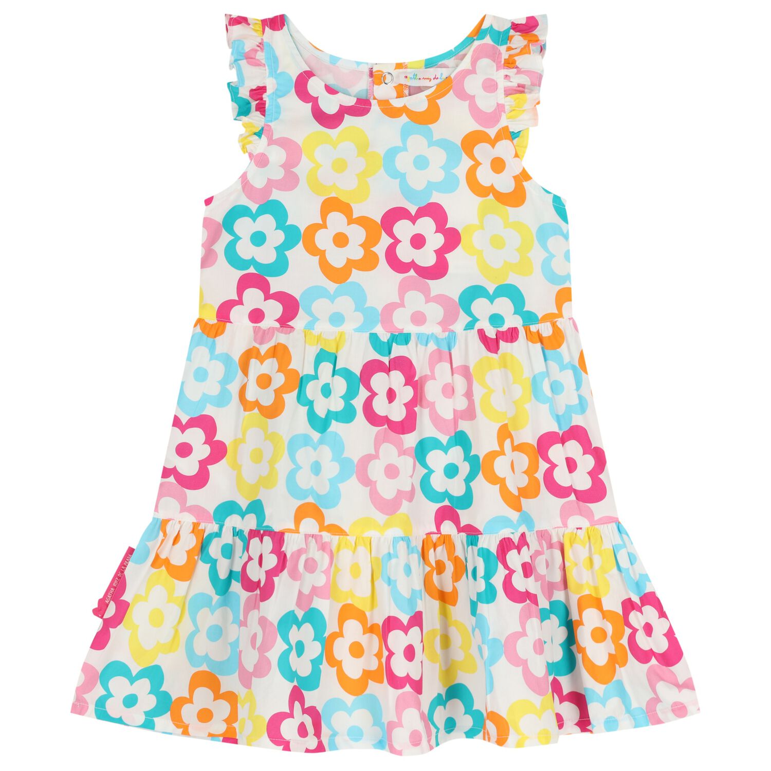 Girls Multi-Coloured Flower Dress, 1, hi-res
