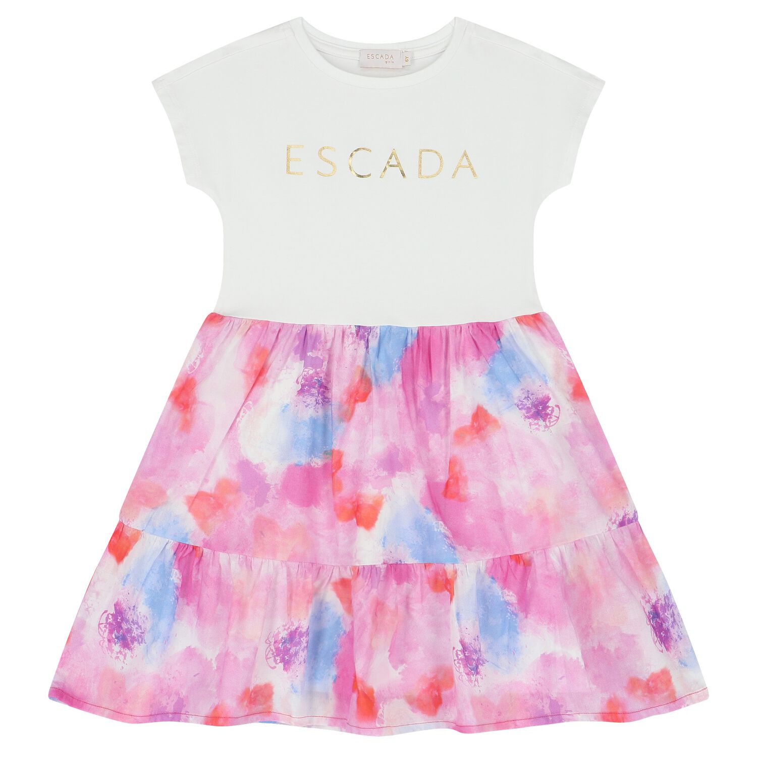 Girls White & Pink Logo Dress, 1, hi-res image number null