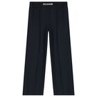 Girls Navy Blue Logo Trousers, 1, hi-res