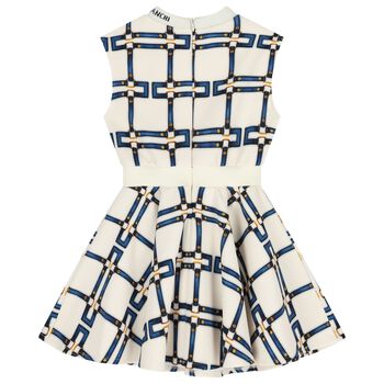 فستان بناتي عاجي بدون أكمام بشعار