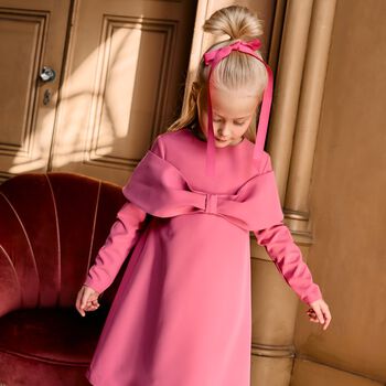 Girls Pink Bow Dress