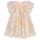 Girls Pink Tulle Flowers Dress, 1, hi-res