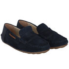 Boys Navy Blue Suede Loafers, 2, hi-res