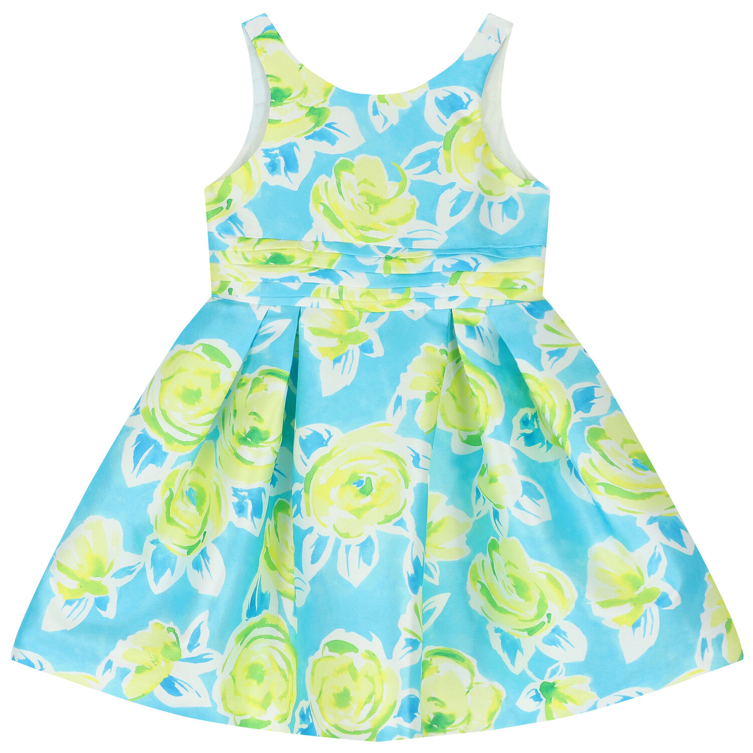 Girls Blue & Green Floral Dress, 1, hi-res image number null