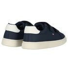 Boys Navy Blue & White Logo Trainers , 1, hi-res