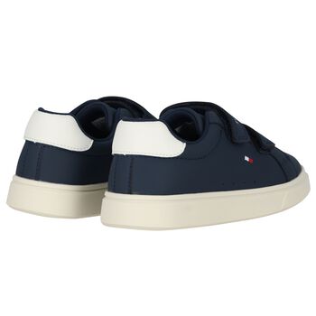 Boys Navy Blue & White Logo Trainers 