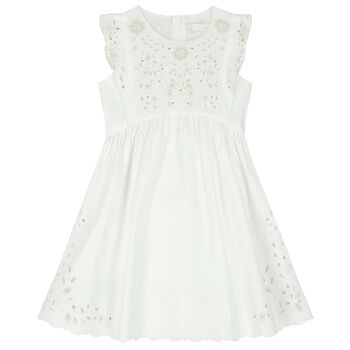 Girls Ivory Broderie Anglaise Dress
