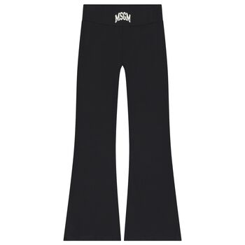 Girls Black Logo Leggings