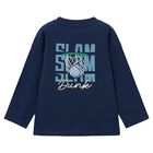 Boys Navy Blue Basketball Long Sleeve Top, 1, hi-res