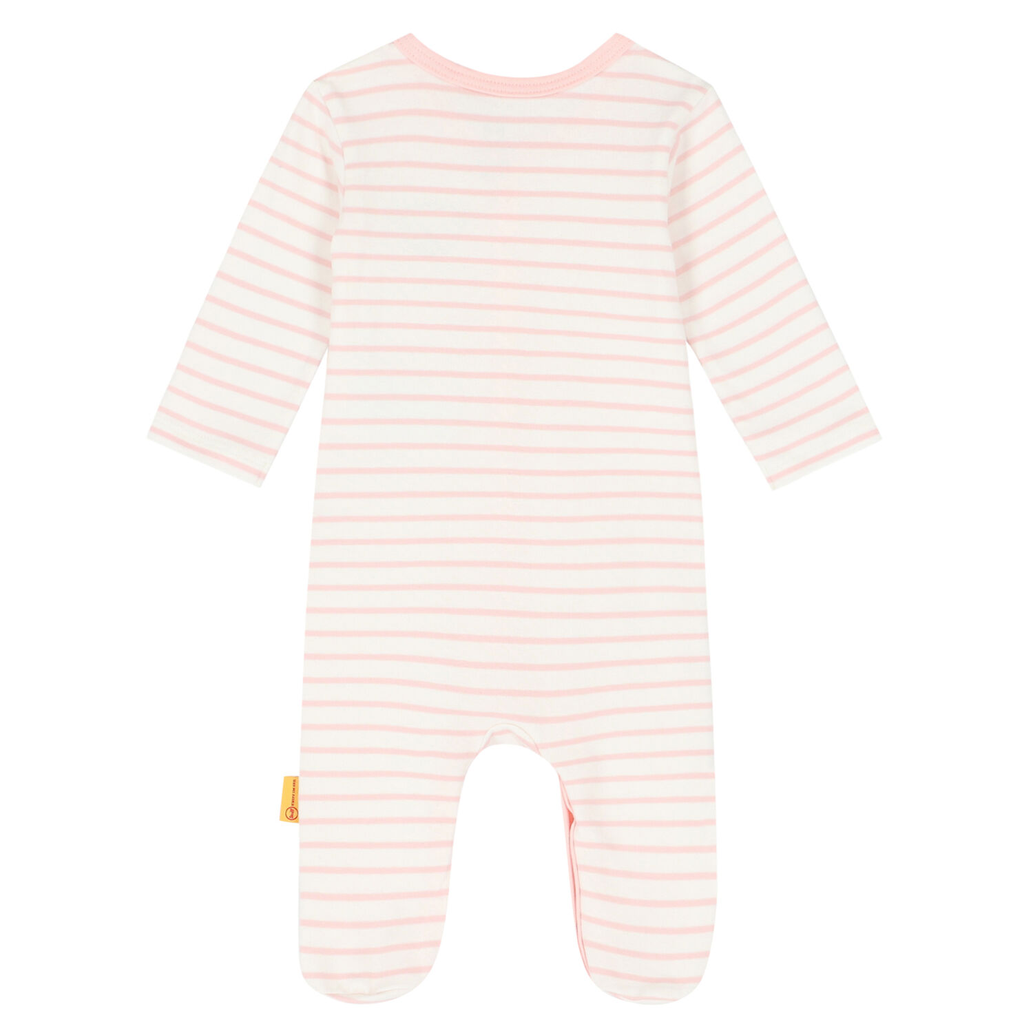 Baby Girls Ivory & Pink Striped Babygrow, 1, hi-res