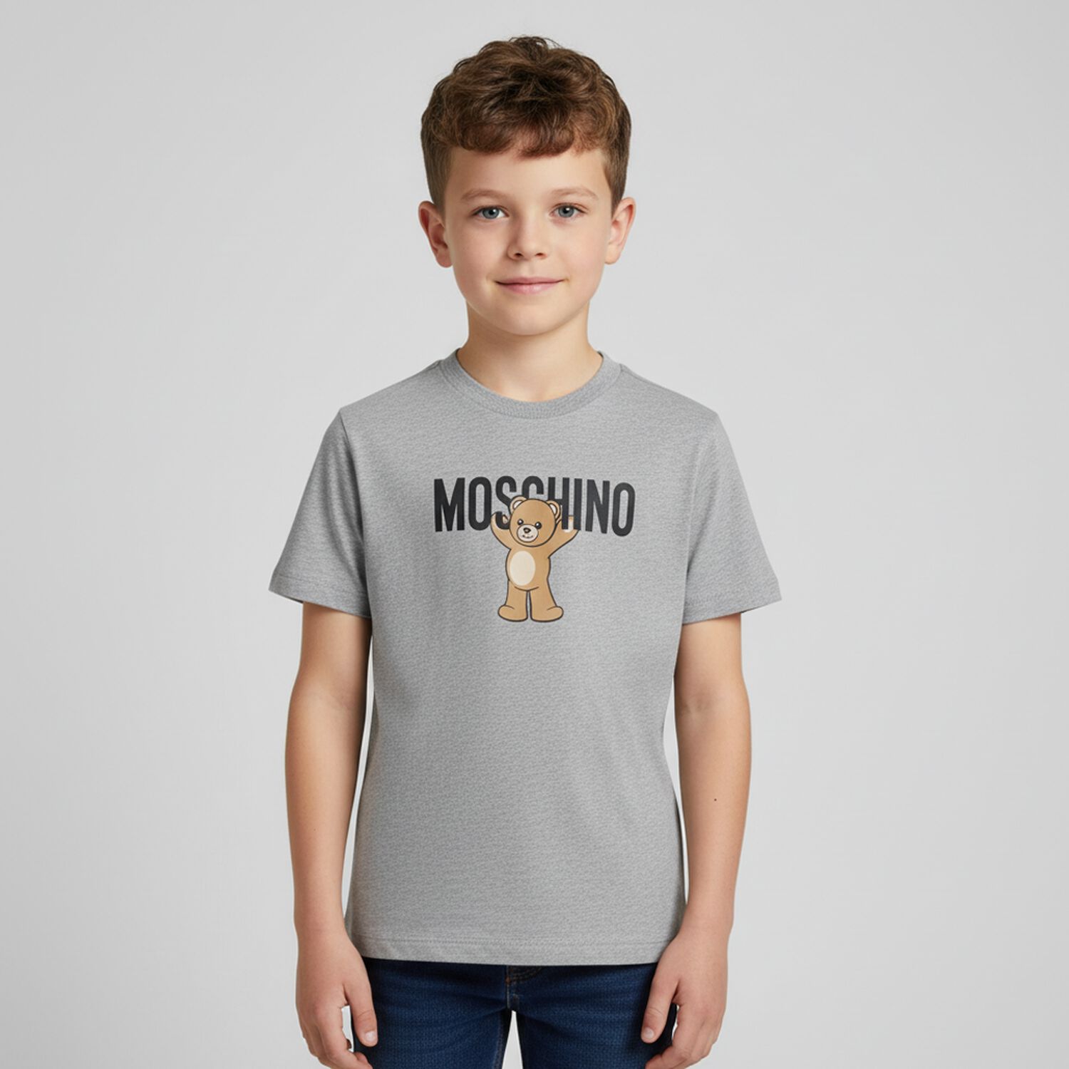 Grey Teddy Bear Logo T-Shirt, 6, hi-res