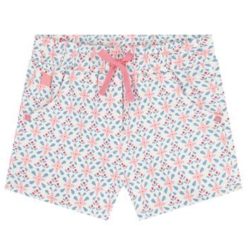 Girls White Floral Shorts