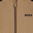 Younger Boys Beige, White & Black Hooded Zip Up Top, 1, hi-res