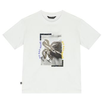 Boys White Abstract T-Shirt