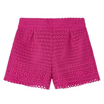 Girls Pink Lace Shorts