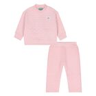 Younger Girls Pink Quilted Floral Tracksuit, 1, hi-res