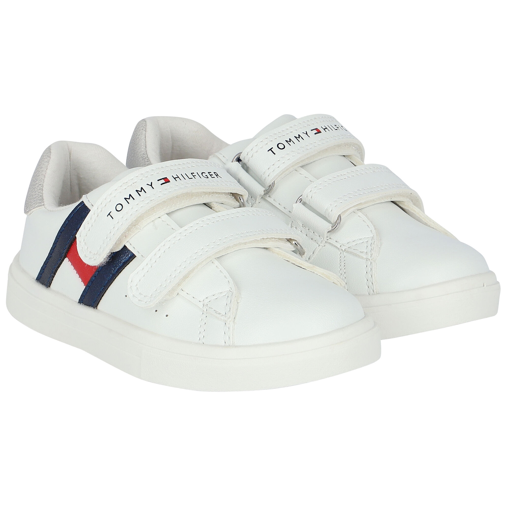 Tommy Hilfiger Girls White Logo Trainers Junior Couture