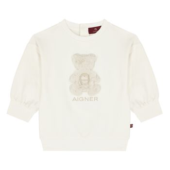 Younger Ivory Ivory Faux Fur Teddy Bear Logo Sweatshirt