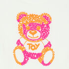 Girls White Teddy Bear Logo Dress, 3, hi-res