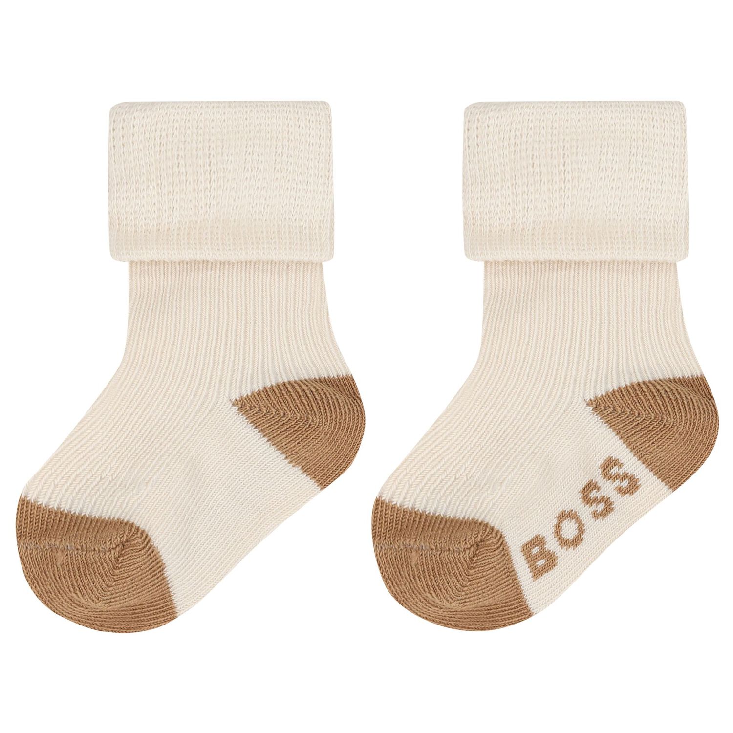 Baby Boys Beige & Black Logo Socks ( 3-Pack ) , 1, hi-res