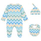 Blue & Yellow Zig Zag Babygrow Set, 1, hi-res