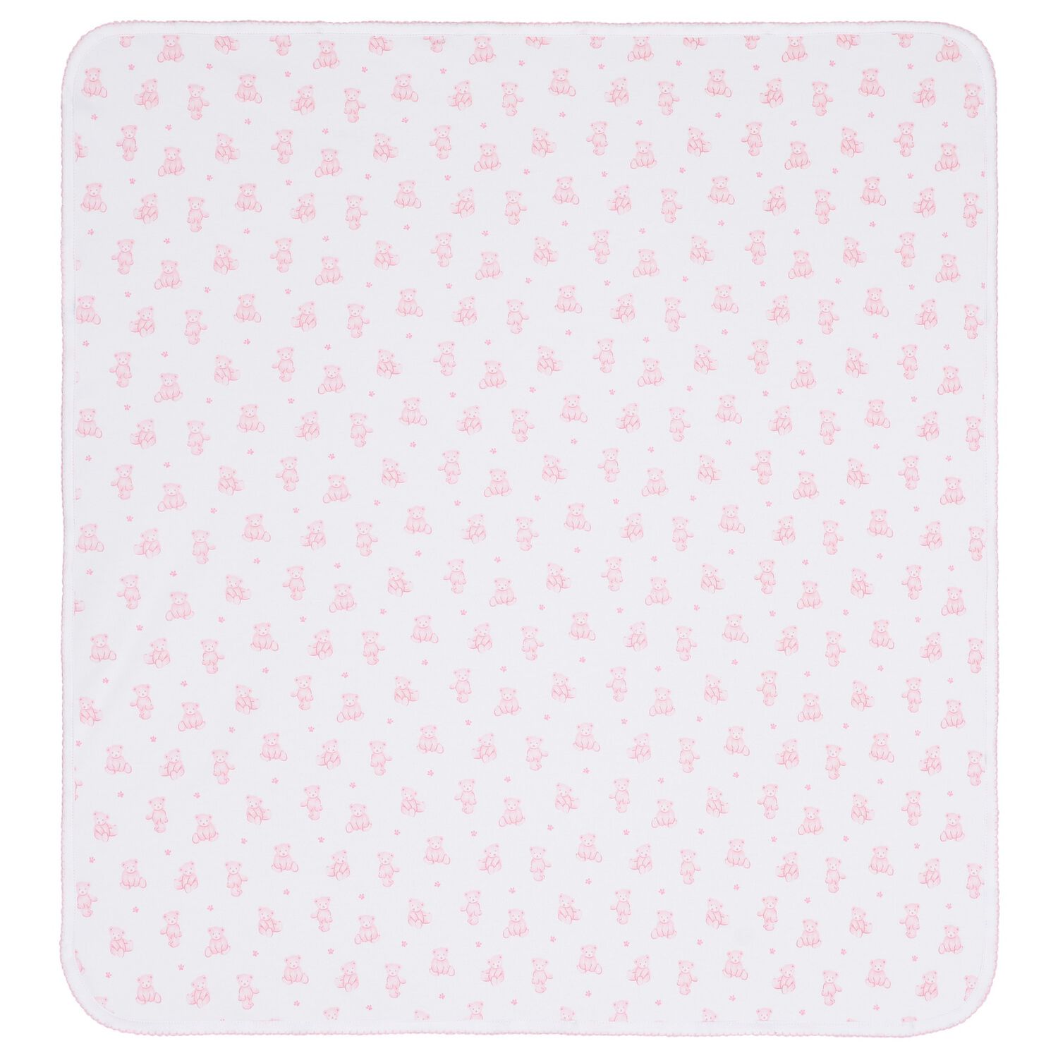 Baby Girls White & Pink Teddy Bear Time Blanket, 1, hi-res