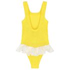 Girls Yellow Ruffle Crinkle Swimsuit, 1, hi-res