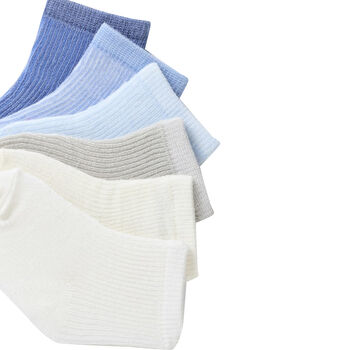 Baby boys Blue & White Socks (6 Pack)