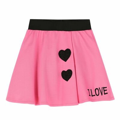 Girls Pink & Black Logo Skirt