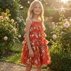 Girls Red Ruffled Tulle Dress, 2, hi-res