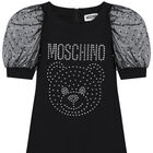 فستان مطرز بالشعار باللون الاسود, 1, hi-res