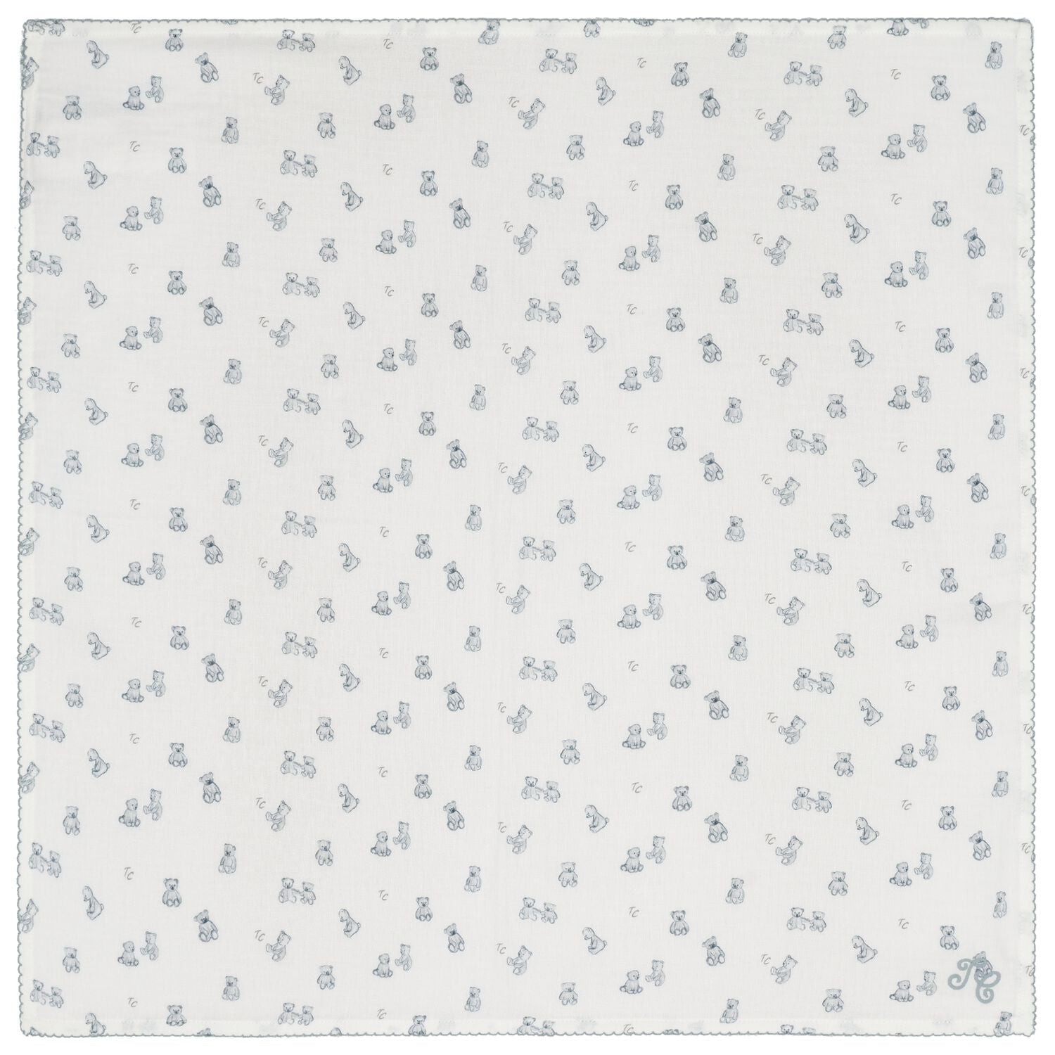 Baby Boys Ivory & Blue Teddy Bear Blanket, 1, hi-res