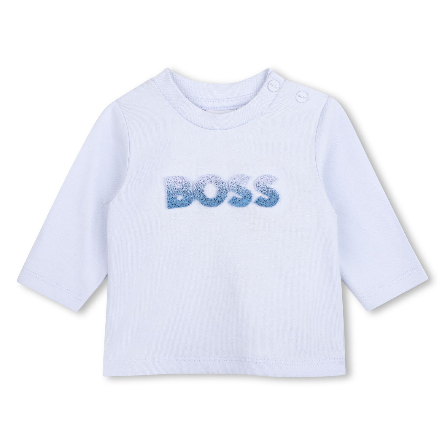 Baby Boys Blue Logo Long Sleeve Top, 1, hi-res
